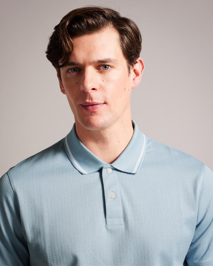 Polo Ted Baker Regular Fit Textured Bleu Clair Homme | HSQ-80549383